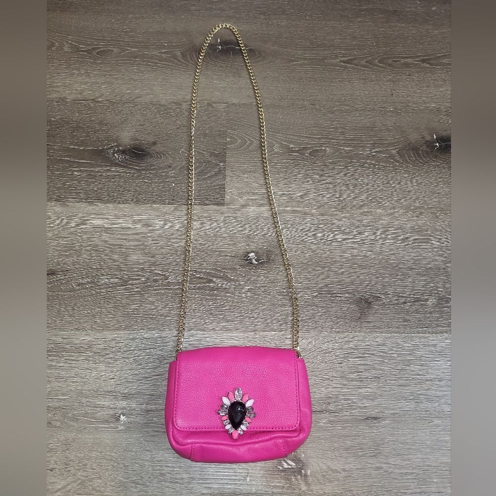 Juicy Couture Leather Pink Mini Chain Link Crossbody Bag - Picture 1 of 8